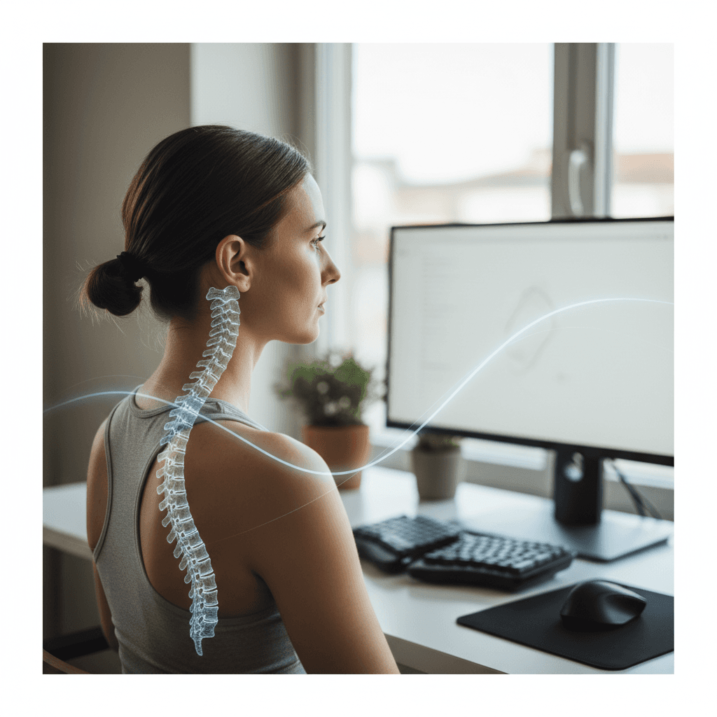 Chiropractor assessing a patient's posture in a modern clinic